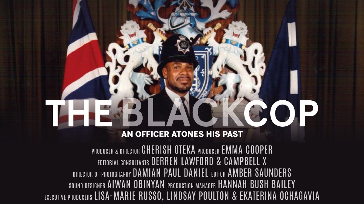 Promotional poster for The Black Cop with an image of Gamal Turawa in police uniform.