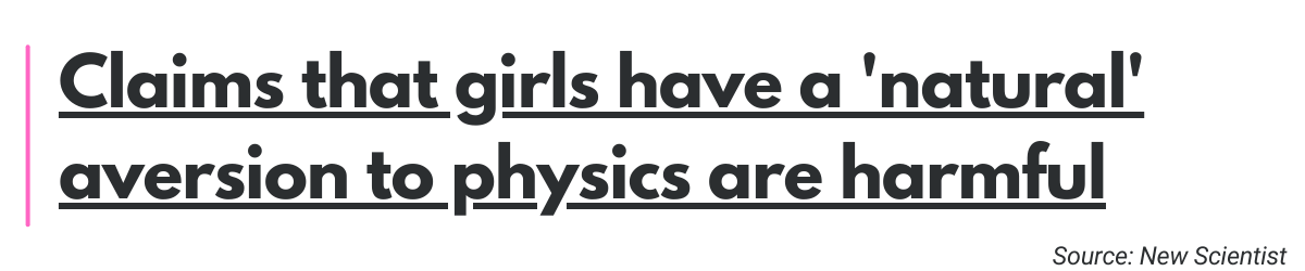 Claims that girls have a 'natural' aversion to physics are harmful