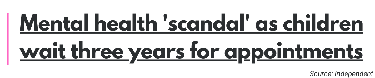 Mental health 'scandal' as children wait three years for appointments